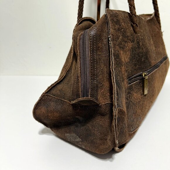 Hobo International Vintage Brown Leather Tote Bag With Braided Straps - Picture 9 of 14